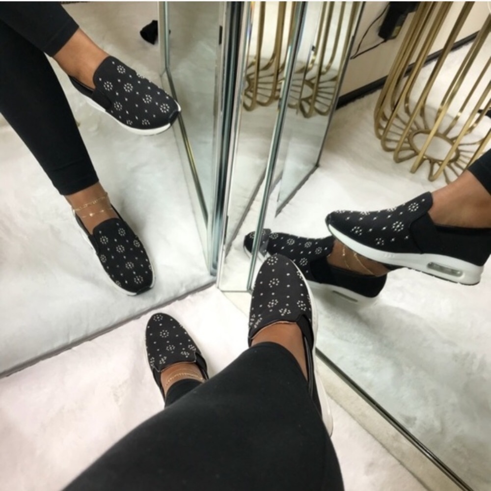 NWT! Black w/ Silver Stud Details Slip-On Sneaker - Picture 6 of 8